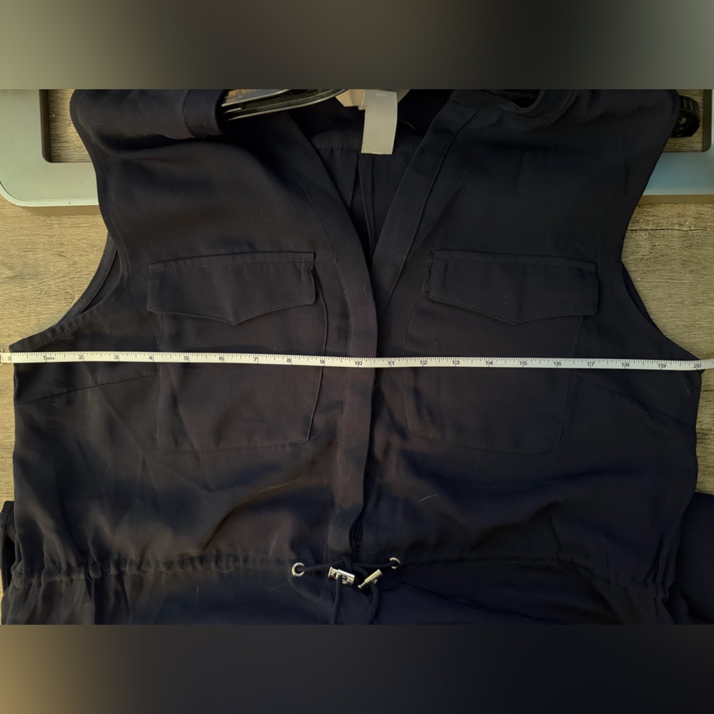 Classic H & M Sleeveless Navy Drawstring Shirt Dress Sz 12 - Picture 5 of 5